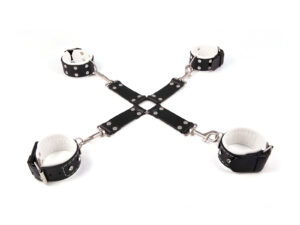 Krzyżak damski skórzany 4 cm, czarno-biały