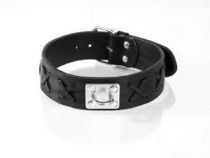 Obroża skórzana sznurowana 3,7 cm · Primal Bond · czarna · (S)